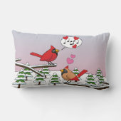 かわいい赤い北深紅色冬の風景を愛する ランバークッション (裏面)