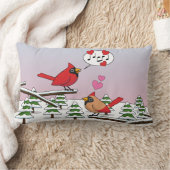 かわいい赤い北深紅色冬の風景を愛する ランバークッション (ブランケット)