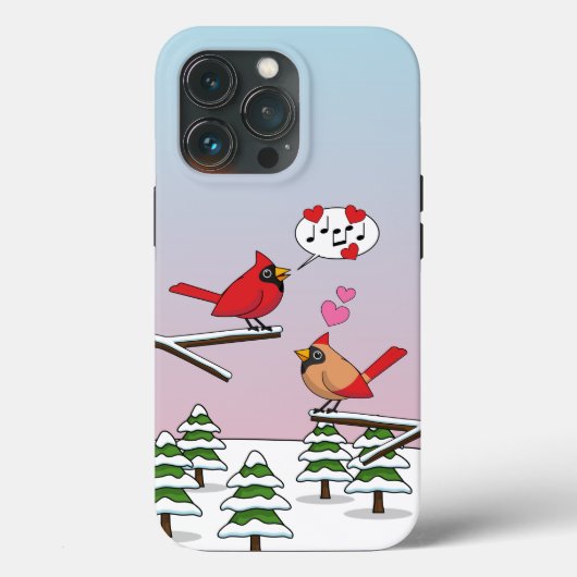 かわいい赤い北深紅色冬の風景を愛する Case-Mate iPhoneケース (裏面)