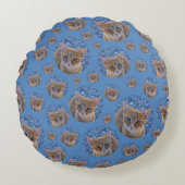 かわいい赤い子猫 - 猫のパターン ラウンドクッション (正面)