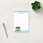 かわいい赤い学校建物と名前をカスタムする ポストイット (オフィス)