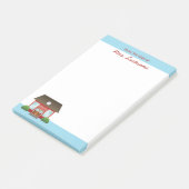 かわいい赤い学校建物と名前をカスタムする ポストイット (アングル)