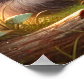 かわいい赤い実のベビーラクーン - 森の前 ポスター (角)