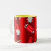 かわいい赤い小人クリスマス ツートーンマグカップ (正面左)