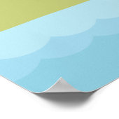 かわいい赤い帆船と灯台 ポスター (角)