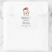 かわいい赤い帽子のキャンドルの幸せ牛 スクエアシール (バッグ)