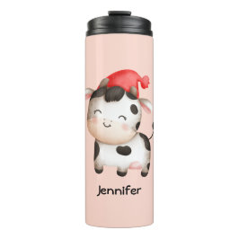 かわいい赤い帽子の幸せ牛 タンブラー