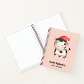 かわいい赤い帽子の幸せ牛 ノートブック (内部)