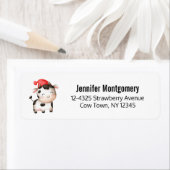 かわいい赤い帽子の幸せ牛 ラベル (インサイチュ)