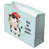 かわいい赤い帽子の幸せ牛 ラージペーパーバッグ (裏面アングル)