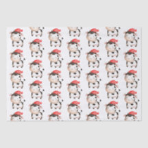 かわいい赤い帽子の幸せ牛