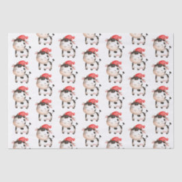 かわいい赤い帽子の幸せ牛 薄葉紙