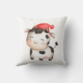 かわいい赤い帽子をかぶったハッピーカウズ クッション (裏面)