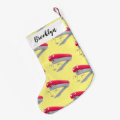 かわいい赤い幸せなホッチキス漫画イラスト スモールクリスマスストッキング (裏面 (吊り時))