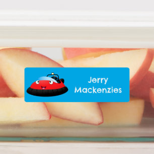 かわいい赤い幸せなホバークラフトパーソナライズされた漫画 ラベル