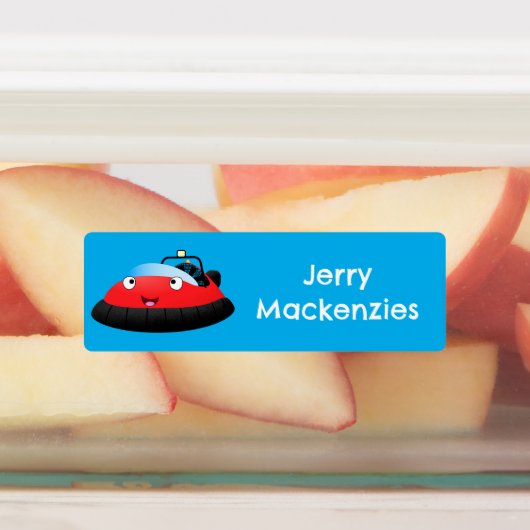 かわいい赤い幸せなホバークラフトパーソナライズされた漫画 ラベル (貼付)