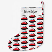 かわいい赤い幸せなホバークラフト漫画 スモールクリスマスストッキング (裏面)