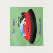 かわいい赤い幸せなホバークラフト漫画 タペストリー (正面)