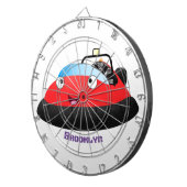 かわいい赤い幸せなホバークラフト漫画 ダーツボード (正面右)