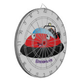 かわいい赤い幸せなホバークラフト漫画 ダーツボード (正面左)