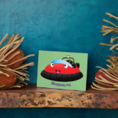 かわいい赤い幸せなホバークラフト漫画 フォトプラーク (側面)