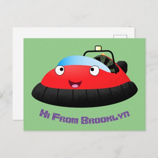 かわいい赤い幸せなホバークラフト漫画 ポストカード (正面/裏面)