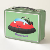 かわいい赤い幸せなホバークラフト漫画 メタルランチボックス (裏面)
