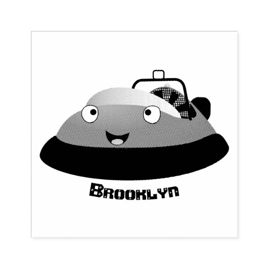 かわいい赤い幸せなホバークラフト漫画 ラバースタンプ (インプリント)