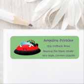 かわいい赤い幸せなホバークラフト漫画 ラベル (インサイチュ)