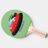 かわいい赤い幸せなホバークラフト漫画 卓球ラケット (横)