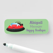 かわいい赤い幸せなホバークラフト漫画 名札 (インサイチュ)