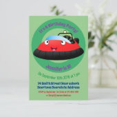 かわいい赤い幸せなホバークラフト漫画 招待状 (スタンド正面)