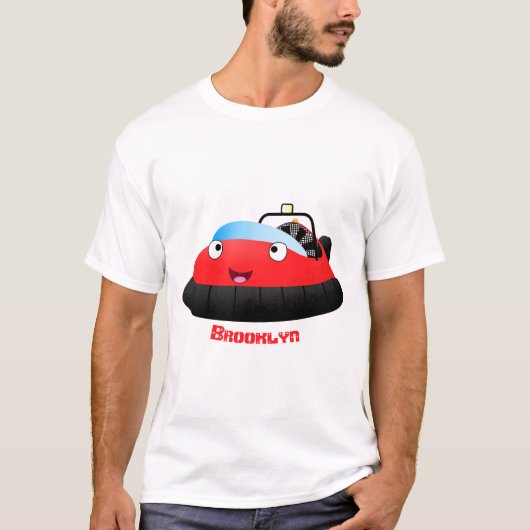 かわいい赤い幸せなホバークラフト漫画 Tシャツ (正面)