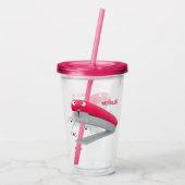 かわいい赤い幸せステープラー漫画イラストレーション アクリルタンブラー (裏面)