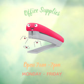 かわいい赤い幸せステープラー漫画イラストレーション ウィンドウサイン (シート3)