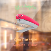 かわいい赤い幸せステープラー漫画イラストレーション ウィンドウサイン (シート2)