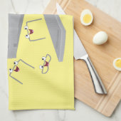 かわいい赤い幸せステープラー漫画イラストレーション キッチンタオル (四つ折り)