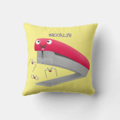 かわいい赤い幸せステープラー漫画イラストレーション クッション (裏面)