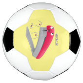 かわいい赤い幸せステープラー漫画イラストレーション サッカーボール (回転)