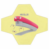 かわいい赤い幸せステープラー漫画イラストレーション サッカーボール (フラット)