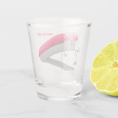 かわいい赤い幸せステープラー漫画イラストレーション ショットグラス (裏面)