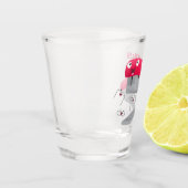 かわいい赤い幸せステープラー漫画イラストレーション ショットグラス (左)