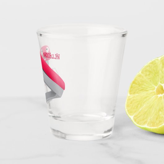 かわいい赤い幸せステープラー漫画イラストレーション ショットグラス (右)