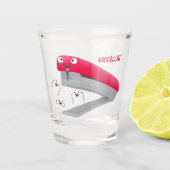 かわいい赤い幸せステープラー漫画イラストレーション ショットグラス (正面)