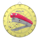 かわいい赤い幸せステープラー漫画イラストレーション ダーツボード (正面)