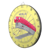 かわいい赤い幸せステープラー漫画イラストレーション ダーツボード (正面右)