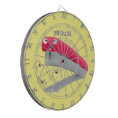 かわいい赤い幸せステープラー漫画イラストレーション ダーツボード (正面左)