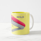 かわいい赤い幸せステープラー漫画イラストレーション ツートーンマグカップ (正面右)