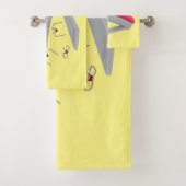 かわいい赤い幸せステープラー漫画イラストレーション バスタオルセット (インサイチュ)