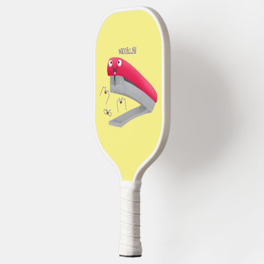 かわいい赤い幸せステープラー漫画イラストレーション ピックルボールラケット (左)